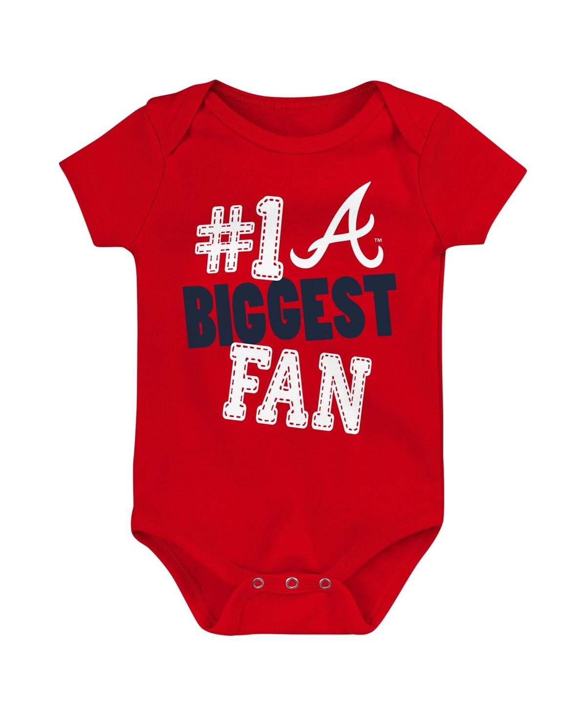 Outerstuff Baby Boys And Girls  Atlanta Braves Fan Pennant 3-pack Bodysuit Set In Navy
