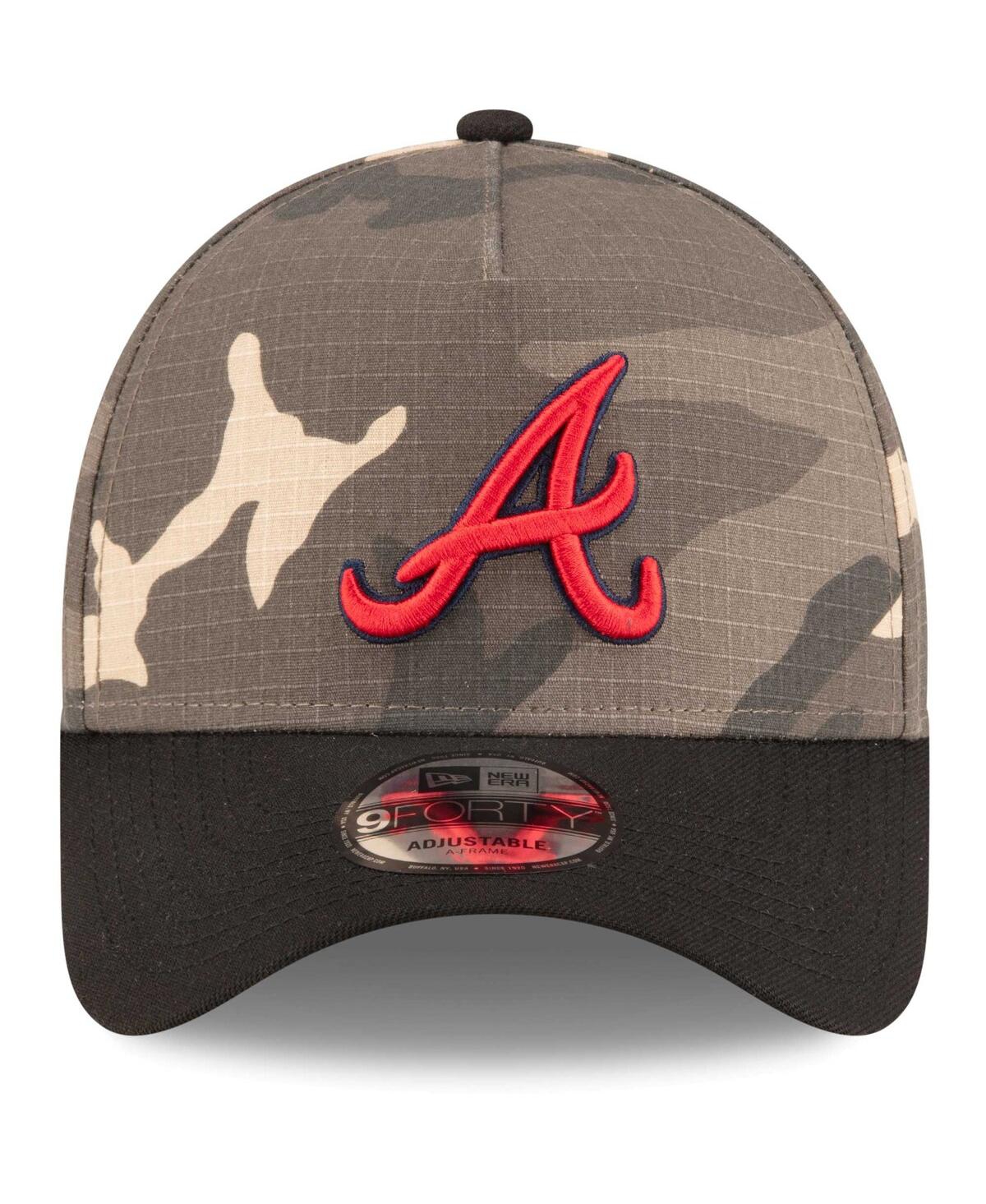 Shop New Era Men's  Atlanta Braves Camo Crown A-frame 9forty Adjustable Hat