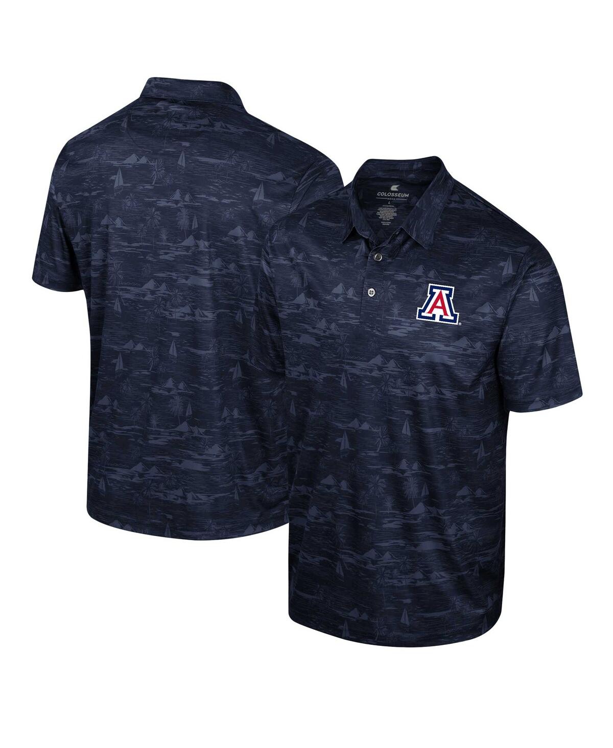 Men's Colosseum Navy Arizona Wildcats Daly Print Polo Shirt - Navy