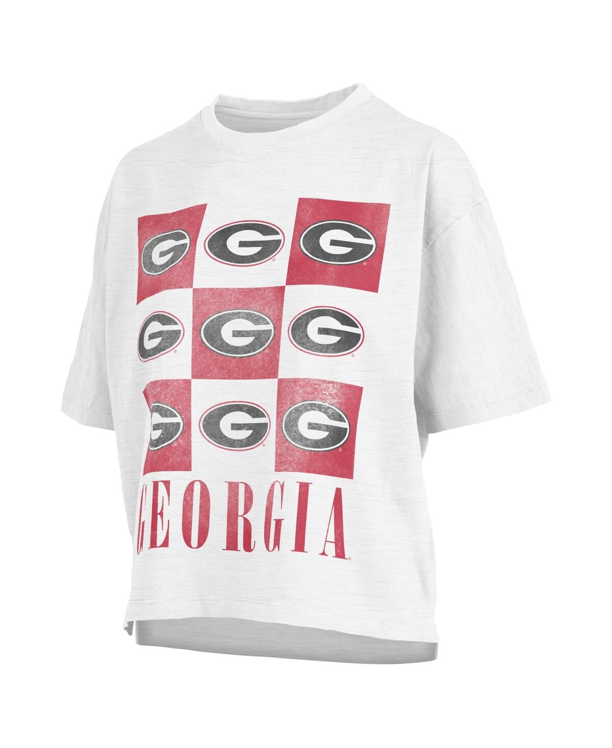 Shop Pressbox Women's  White Distressed Georgia Bulldogs Motley Crew Andy Waist Length Oversized T-shirt