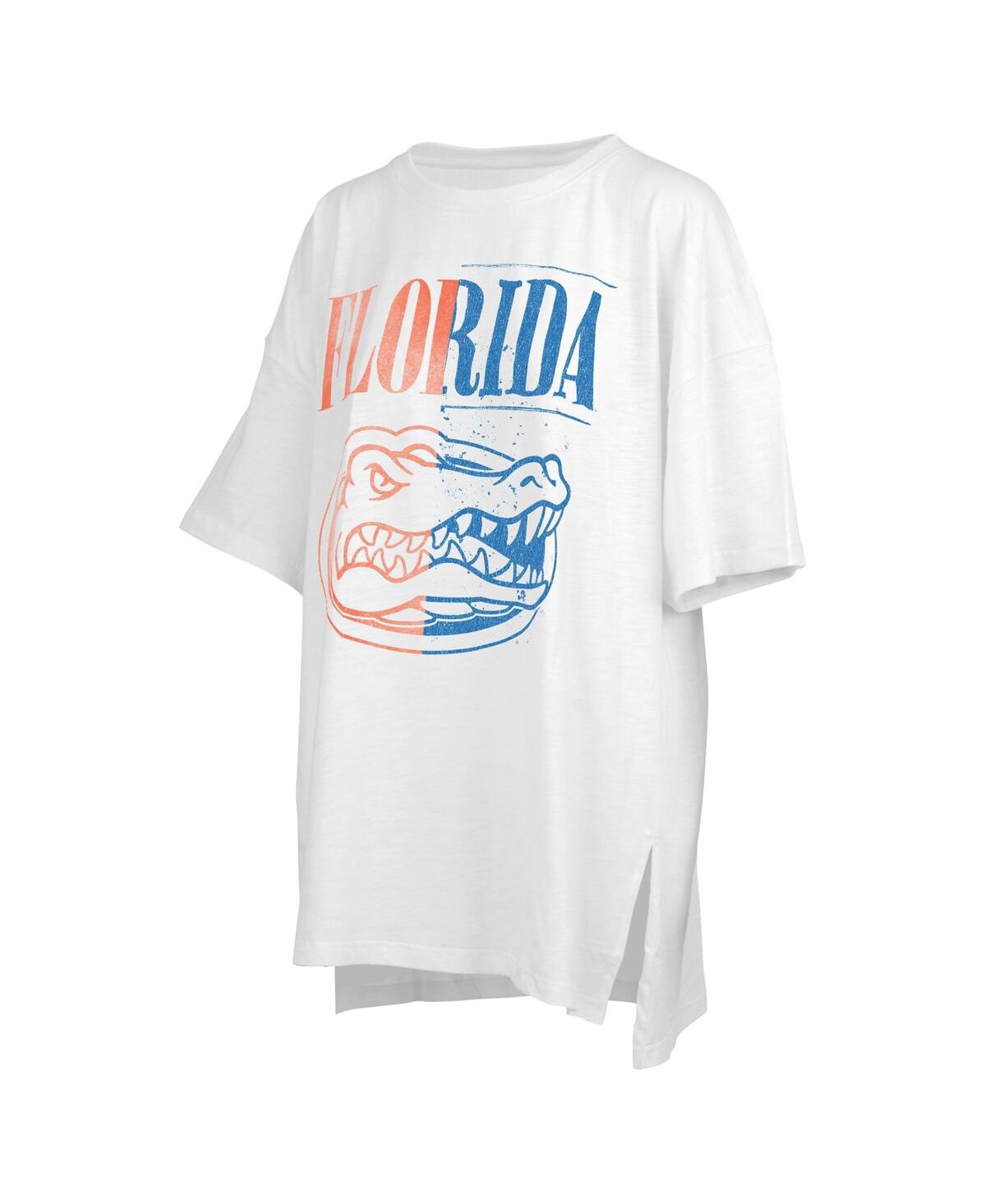 Shop Pressbox Women's  White Distressed Florida Gators Lickety-split Oversized T-shirt