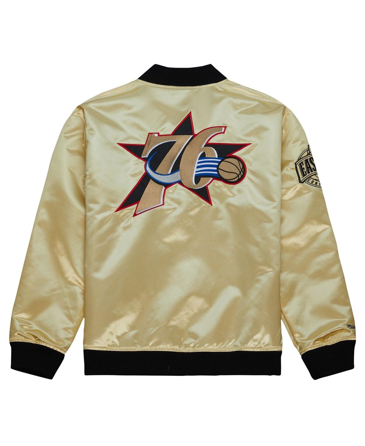 Shop Mitchell & Ness Men's  Gold Distressed Philadelphia 76ers Team Og 2.0 Vintage-like Logo Satin Full-zi