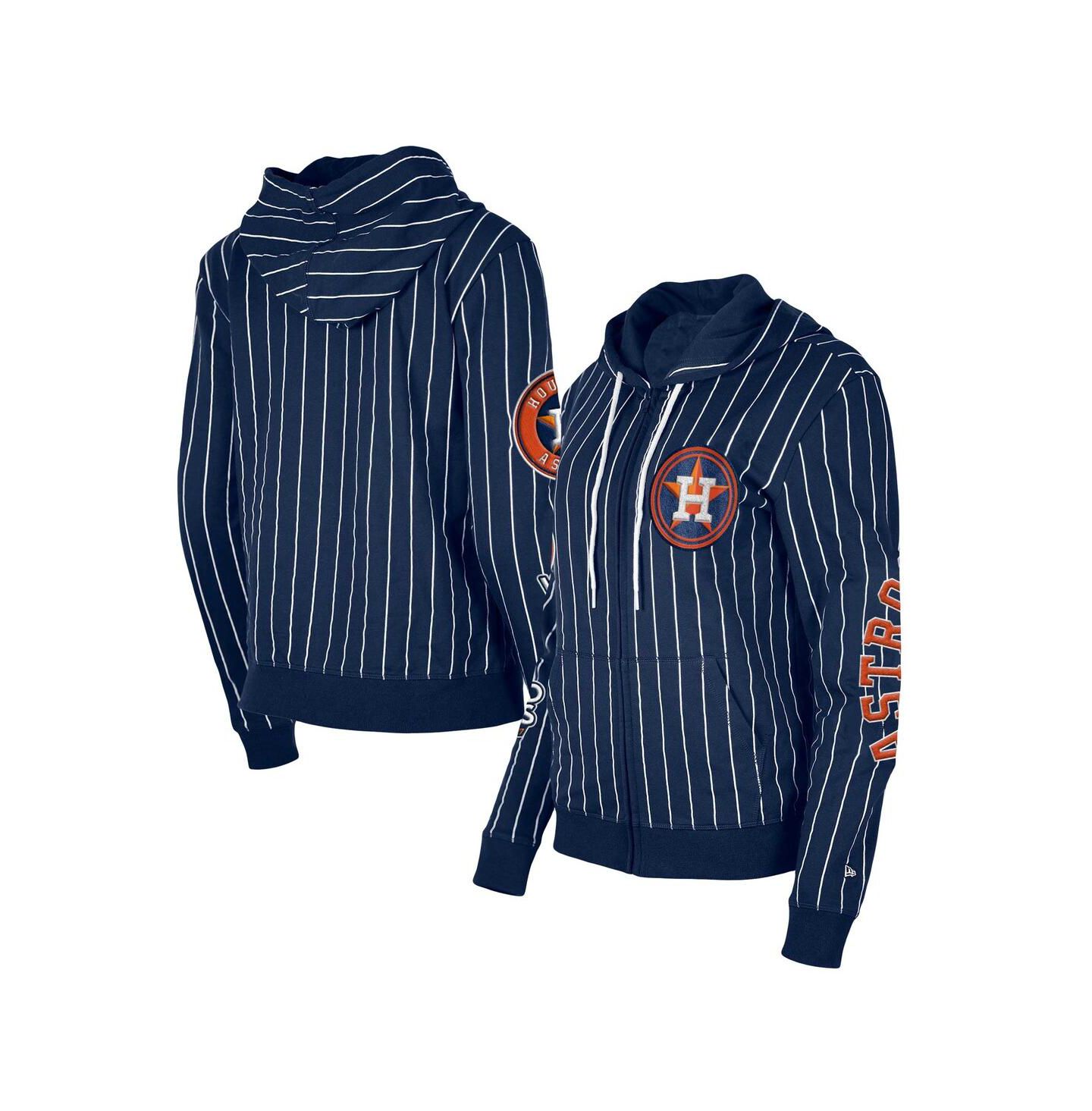 Женская куртка New Era Navy Houston Astros Pinstripe Tri-Blend Full-Zip Hoodie Jacket — фото 1