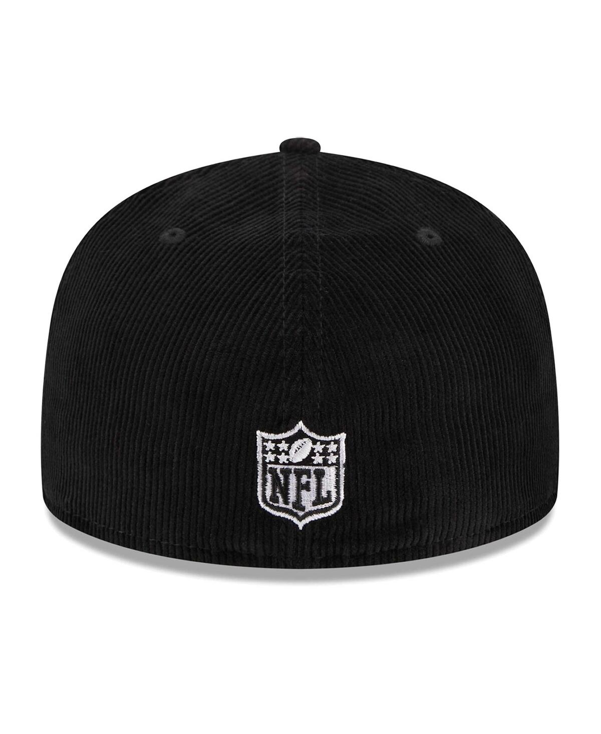 NEW ERA MEN'S NEW ERA BLACK PITTSBURGH STEELERS THROWBACK CORD 59FIFTY FITTED HAT 