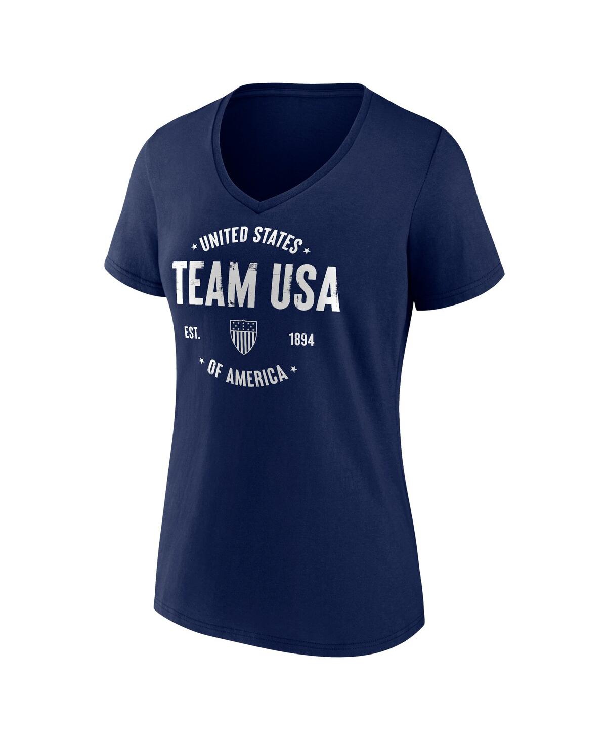 Shop Fanatics Women's  Navy Distressed Team Usa Clean Heritage V-neck T-shirt