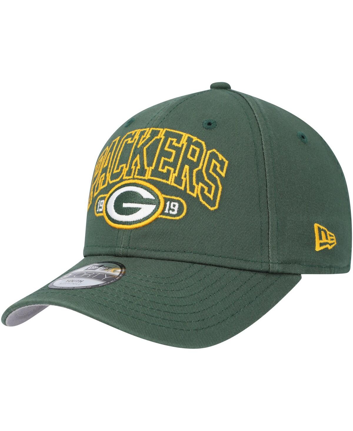 New Era Kids' Youth Boys And Girls  Green Green Bay Packers Outline 9forty Adjustable Hat