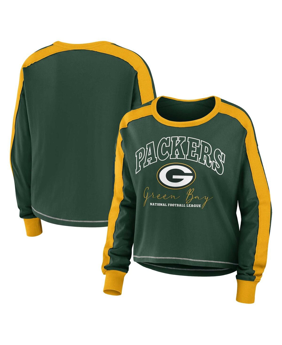 Women's Wear by Erin Andrews Green Green Bay Packers Plus Size Colorblock Long Sleeve T-shirt - Green
