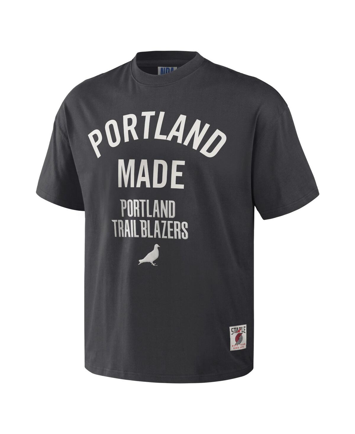 Shop Staple Men's Nba X  Anthracite Portland Trail Blazers Heavyweight Oversized T-shirt