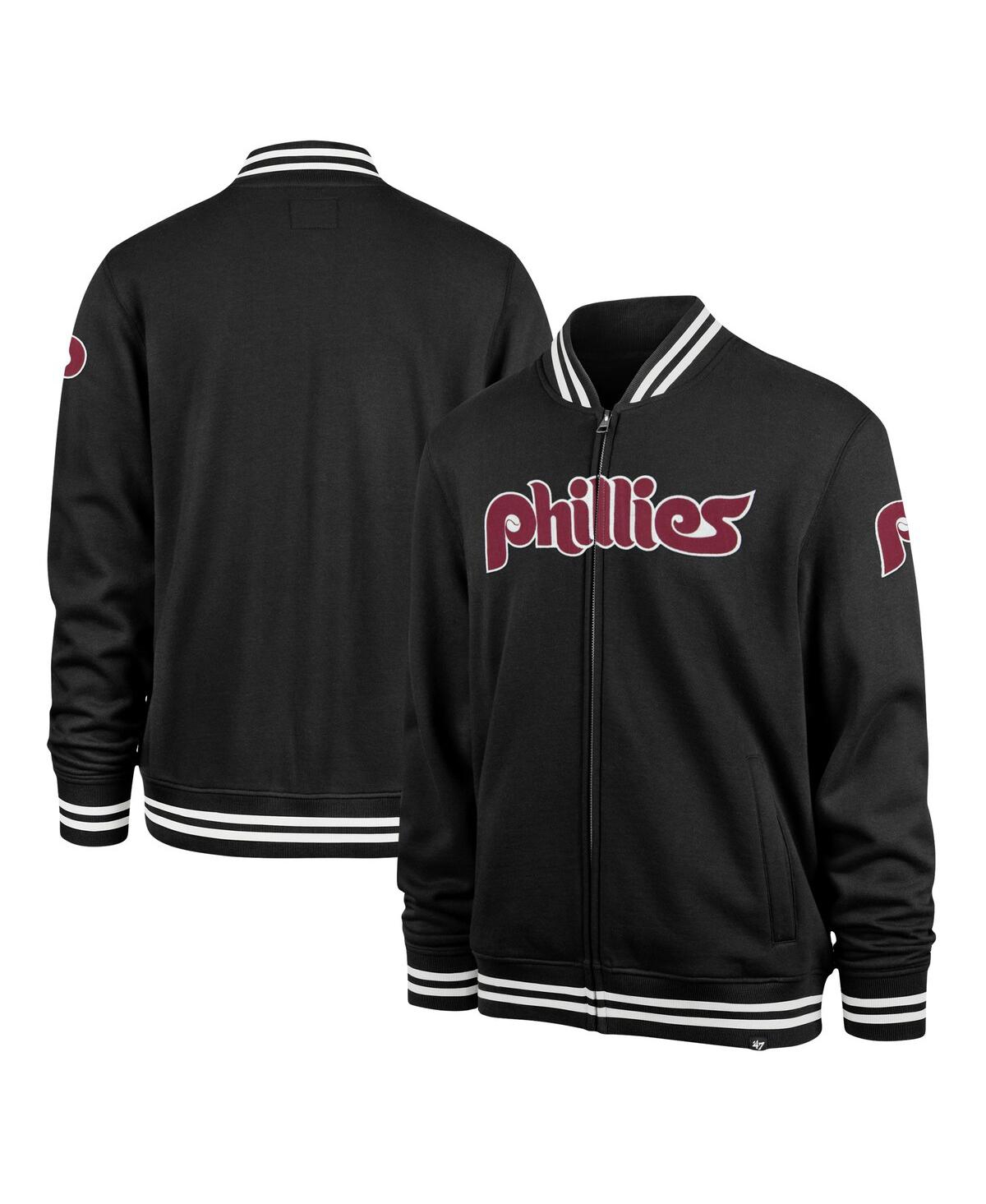 Shop 47 Brand Men's ' Black Philadelphia Phillies Wax Pack Pro Camden Full-zip Track Jacket