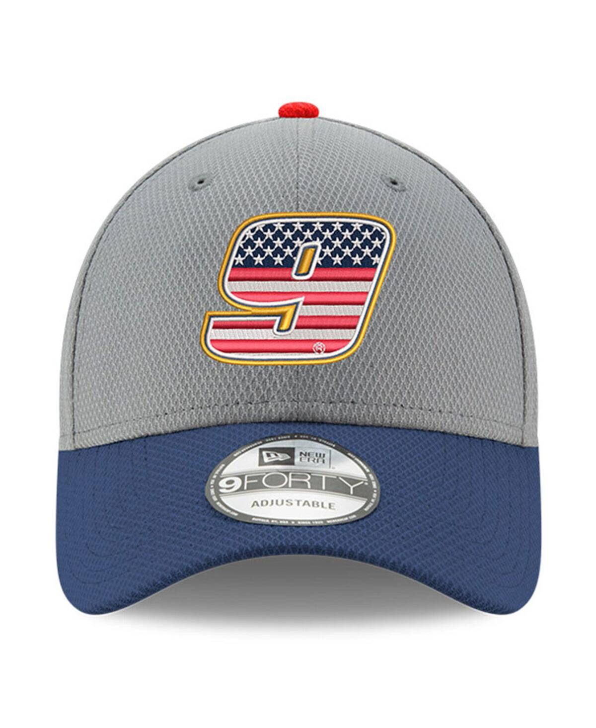 New Era Men's  Gray, Navy Chase Elliott Salute 9forty Adjustable Hat In Gray,navy
