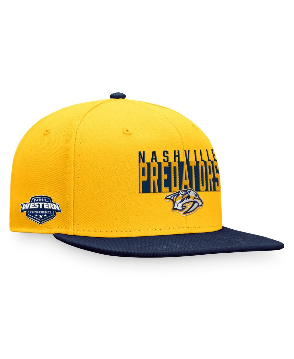 Shop Fanatics Men's  Gold, Navy Nashville Predators Fundamental Colorblocked Snapback Hat In Gold,navy
