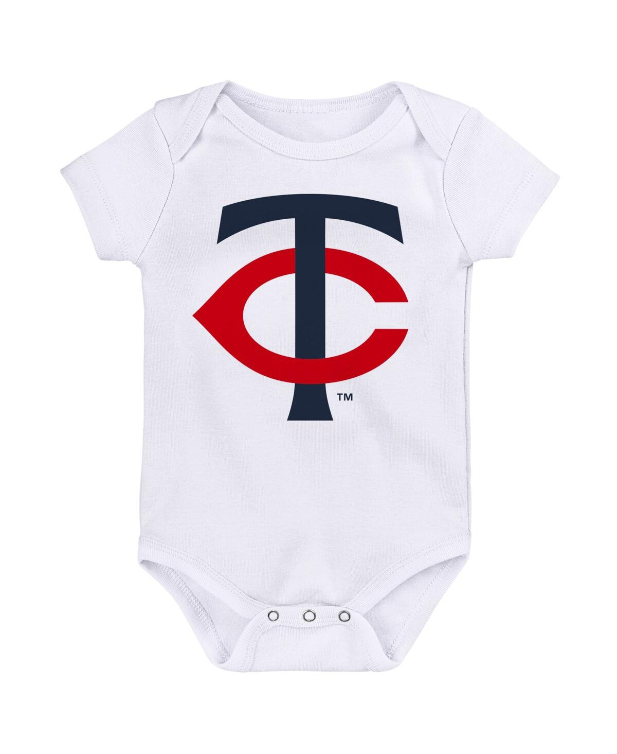 Shop Outerstuff Baby Boys And Girls Navy, Red, White Minnesota Twins Minor League Player Three-pack Bodysuit Set In Navy,red,white