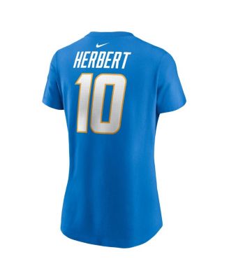 Women's Justin Herbert Powder Blue Los Angeles Chargers Player Name and Number T-shirt