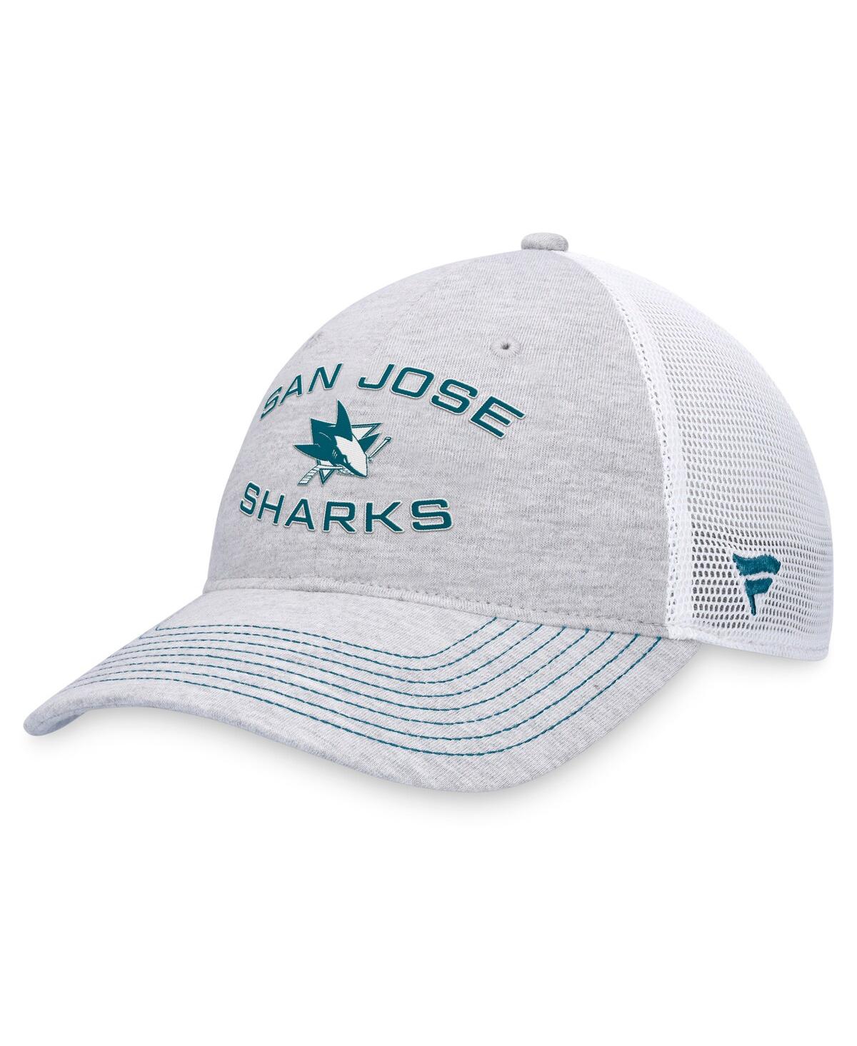 Fanatics Men's  Heather Gray Distressed San Jose Sharks Trucker Adjustable Hat