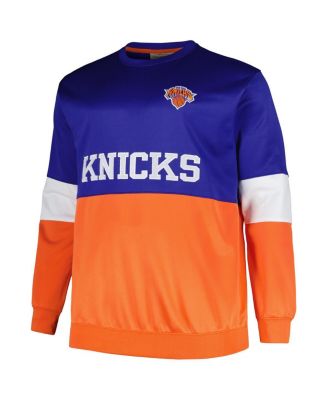 Men's Blue, Orange New York Knicks Big and Tall Split Pullover Sweatshirt