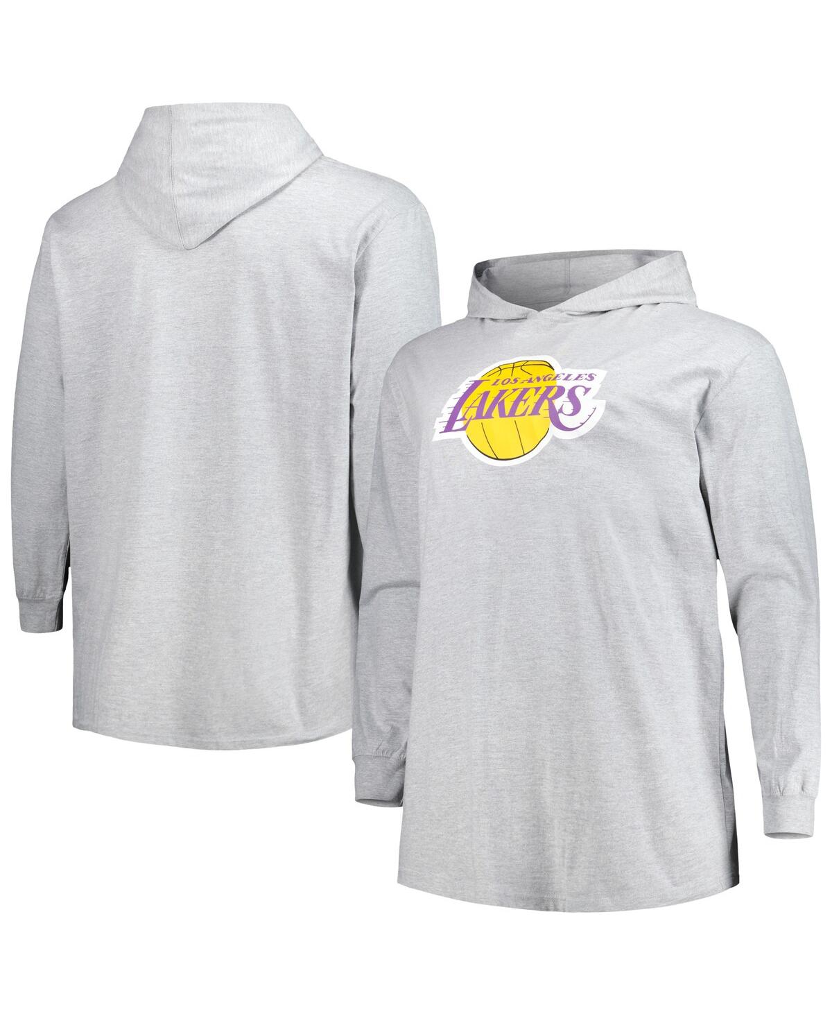 Shop Fanatics Men's  Heather Gray Los Angeles Lakers Big And Tall Pullover Hoodie