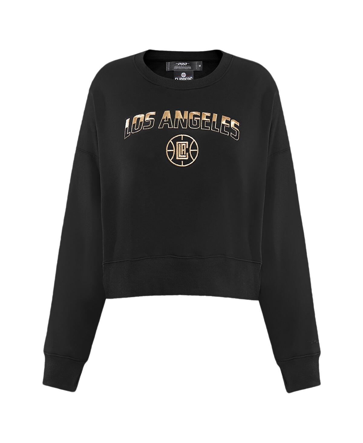 Women's Pro StandardLa Clippers Glam Cropped Pullover Sweatshirt - Black