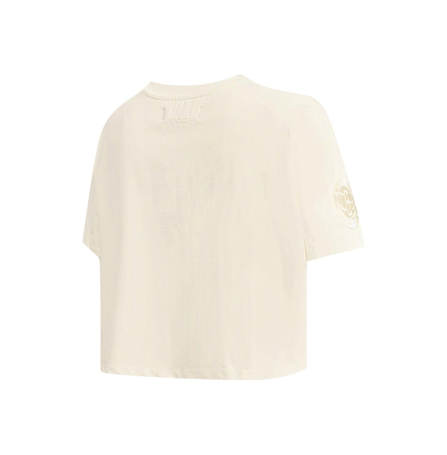 Женская футболка Pro Standard Cream Brooklyn Nets Neutral Boxy Crop — фото 2