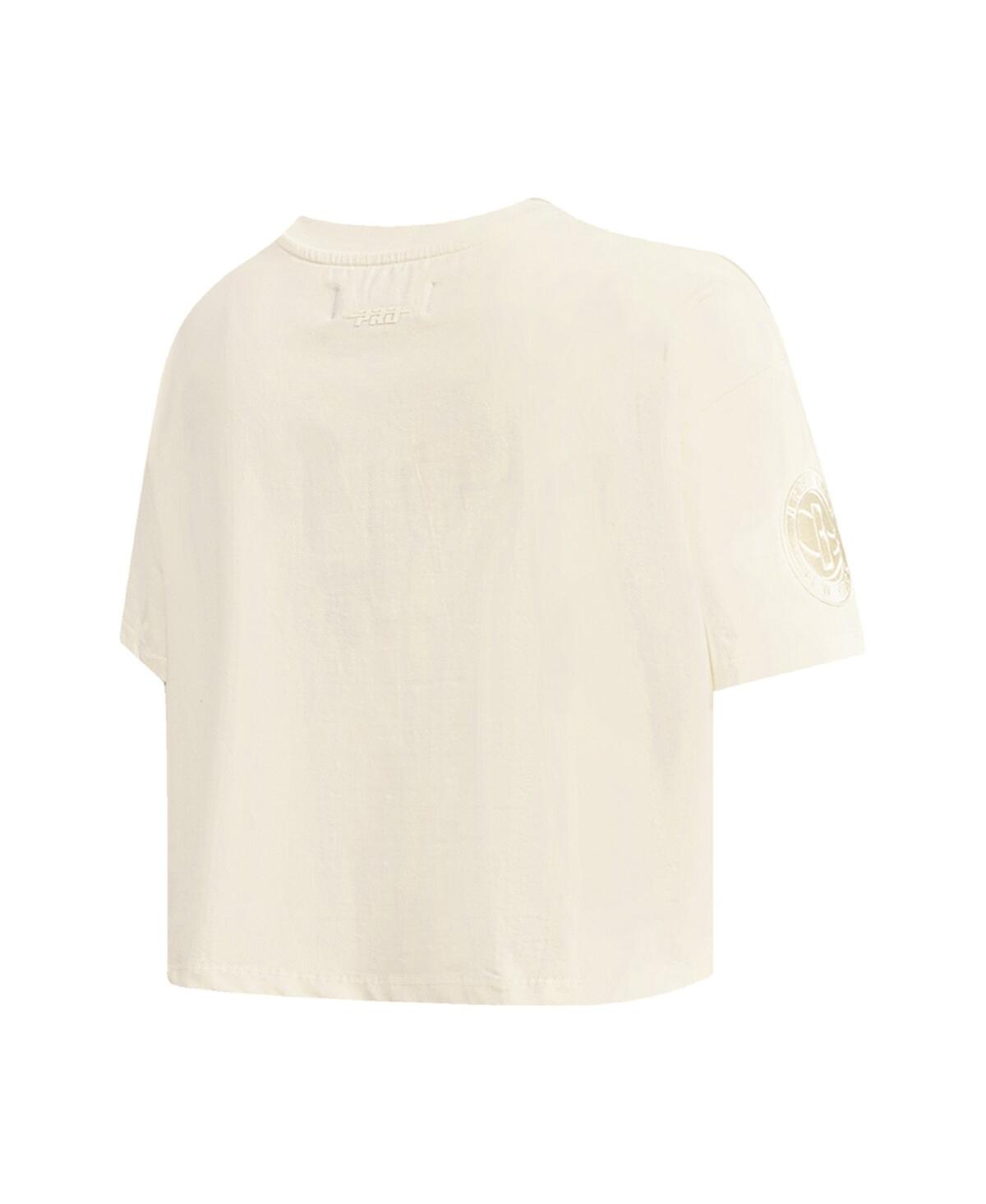 Shop Pro Standard Women's  Cream Brooklyn Nets Neutral Boxy Crop T-shirt