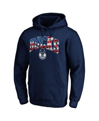 Men's Navy Milwaukee Bucks Banner Wave Pullover Hoodie