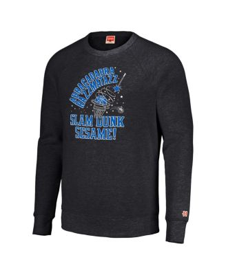 Men's and Women's Charcoal Distressed Orlando Magic Slam Dunk Sesame Tri-Blend Crew Raglan Pullover Sweatshirt