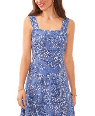 Women's Printed Smocked Back Tiered Sleeveless Maxi Dress