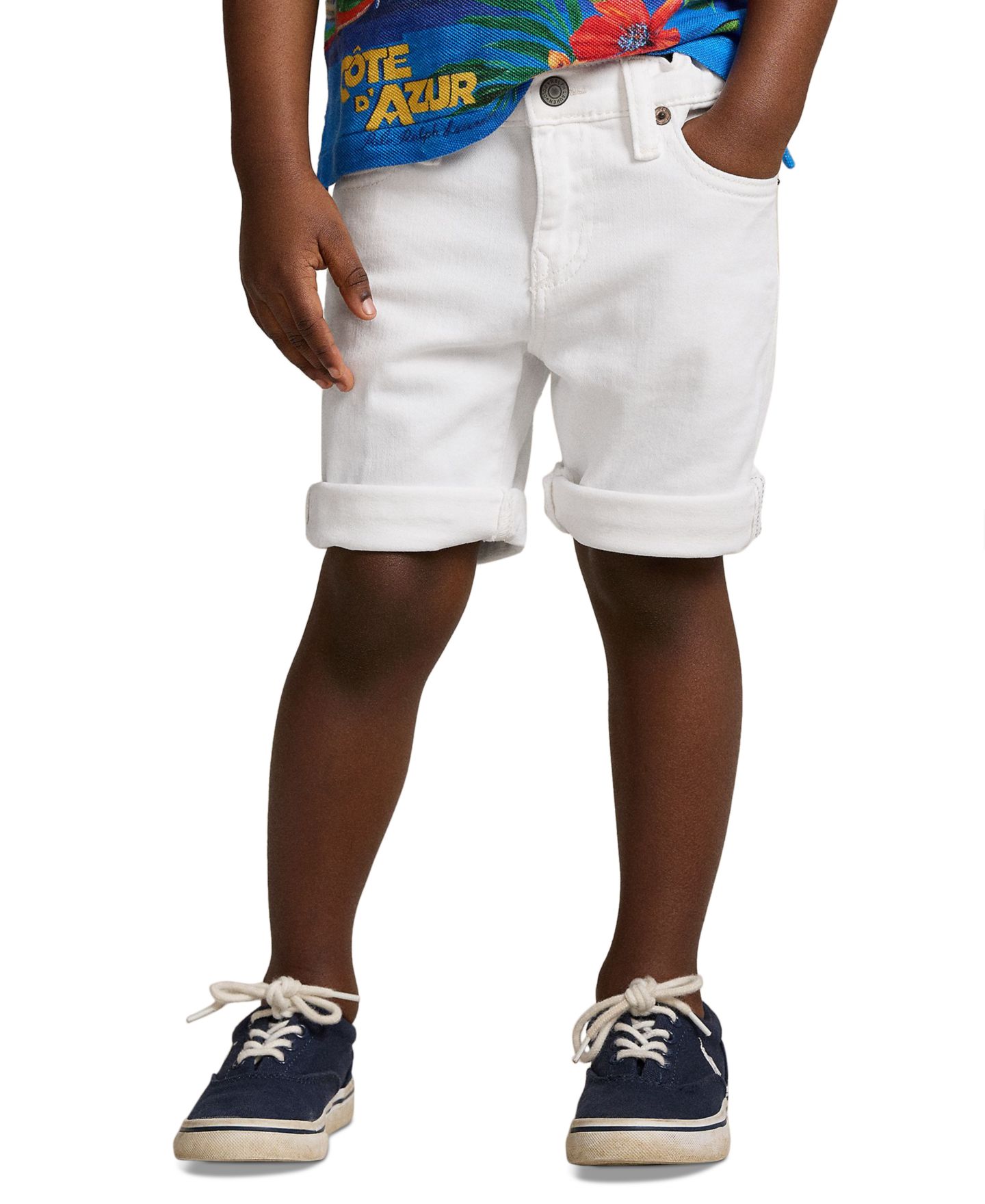 Шорты Polo Ralph Lauren Sullivan Slim Stretch Denim Shorts для мальчиков-малышей, цвет: Белый — фото 1