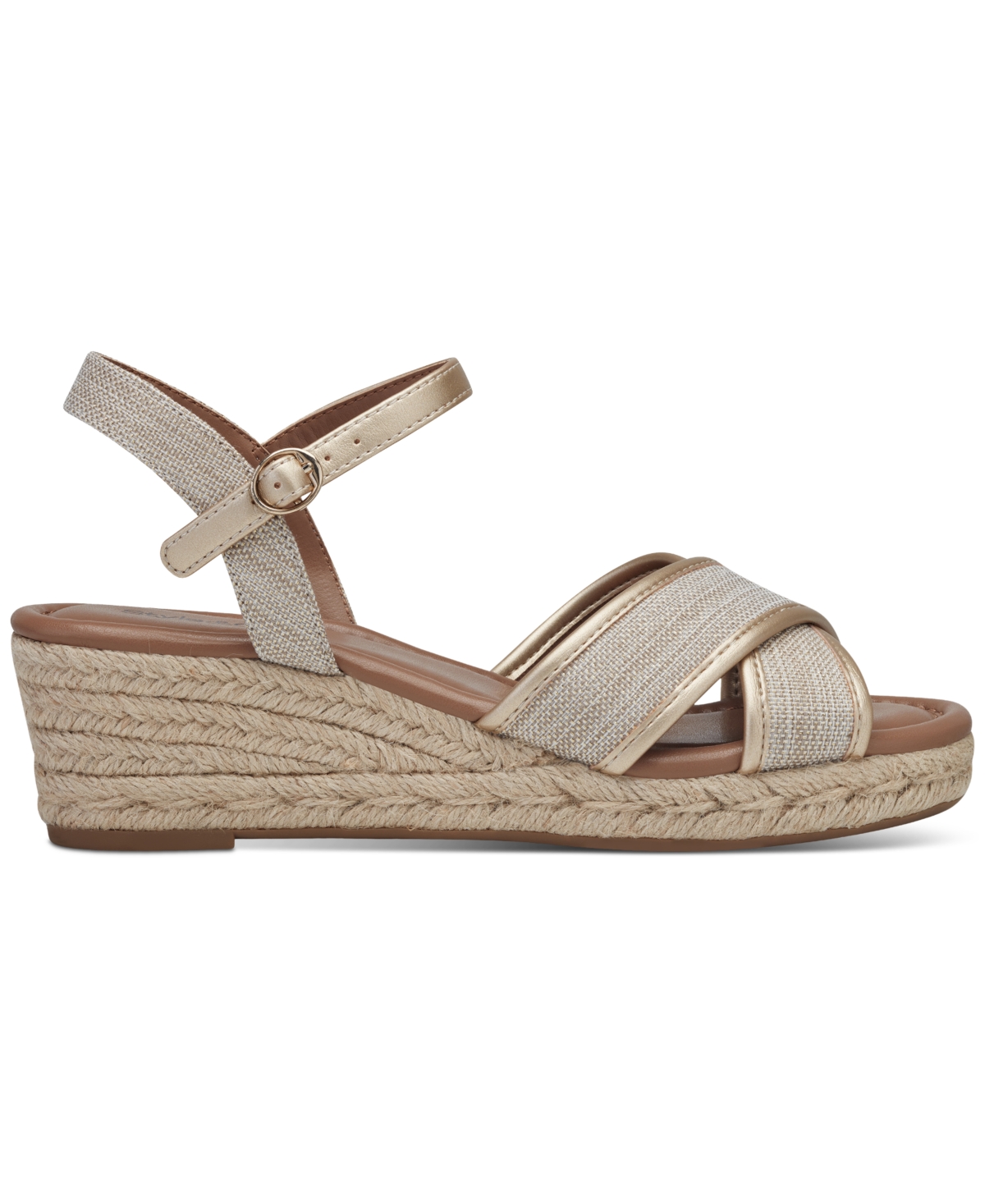 Shop Style & Co Women's Leahh Strappy Espadrille Wedge Sandals, Created For Macy's In Blue Canvas
