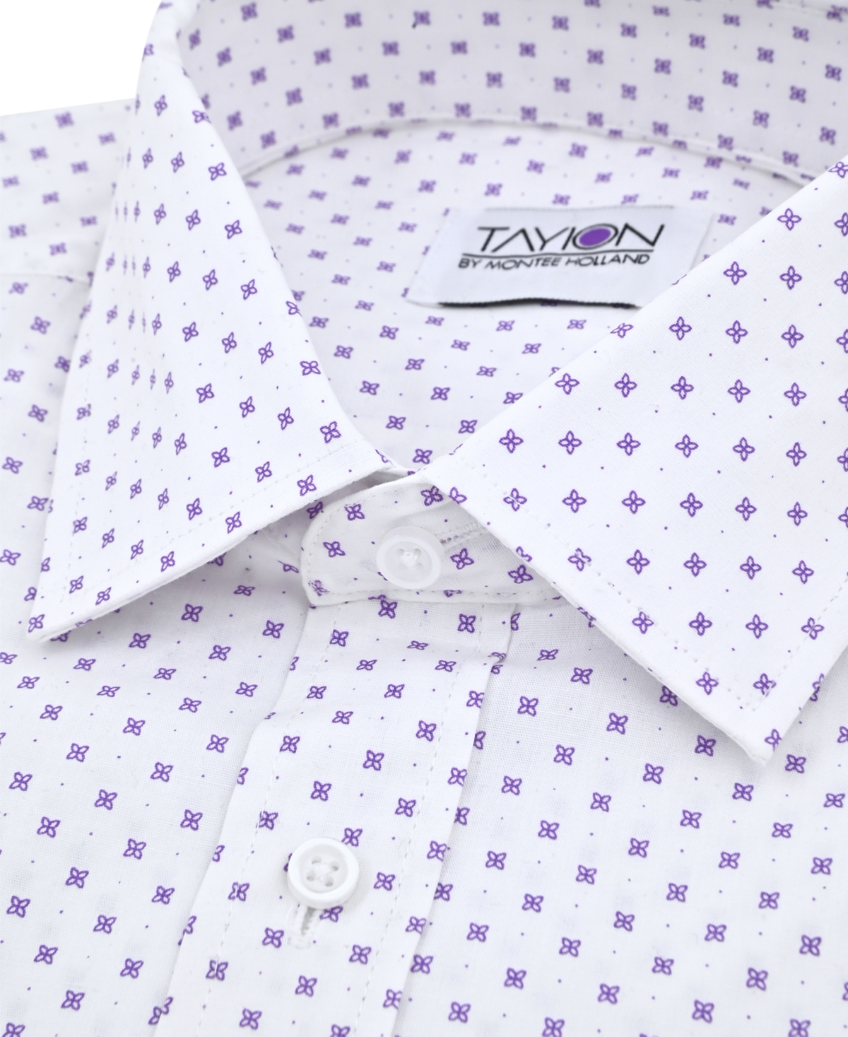 Shop Tayion Collection Men's Geo-print Dress Shirt In Purple