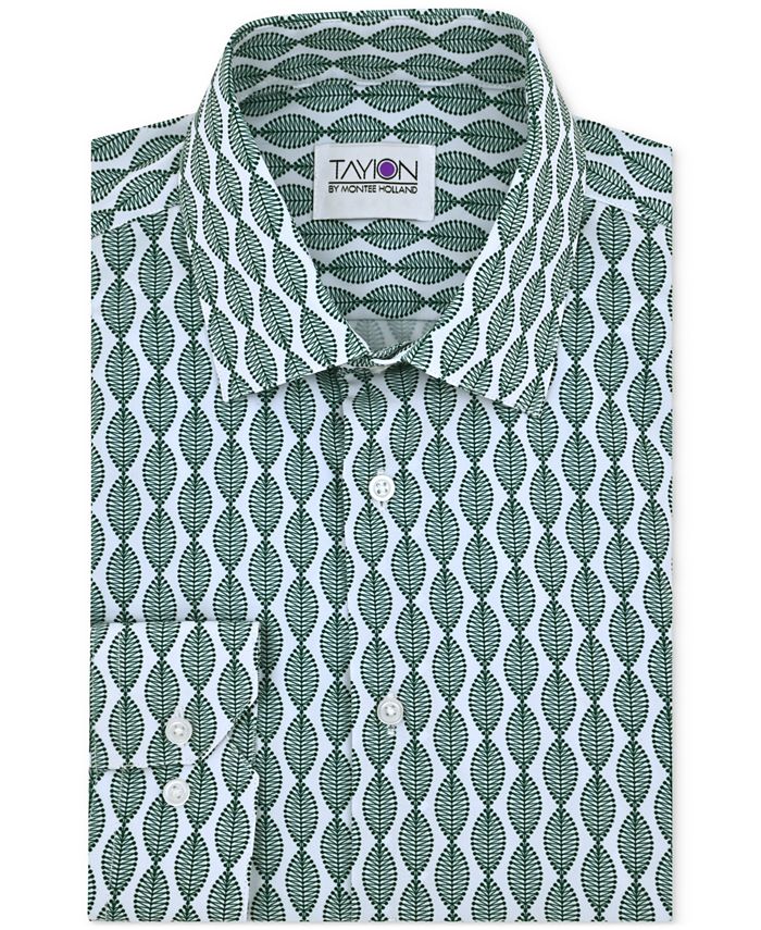 Tayion Collection Men's LeafPrint Dress Shirt Macy's