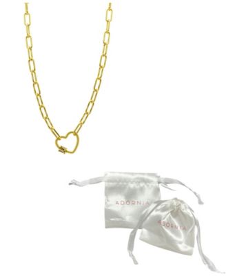 14K Gold-Plated Paper Clip Chain with Rainbow Heart Screw Lock