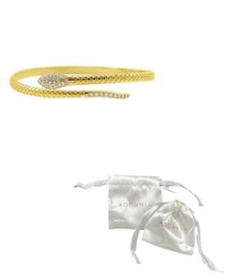 14K Gold-Plated Adjustable Crystal Snake Cuff