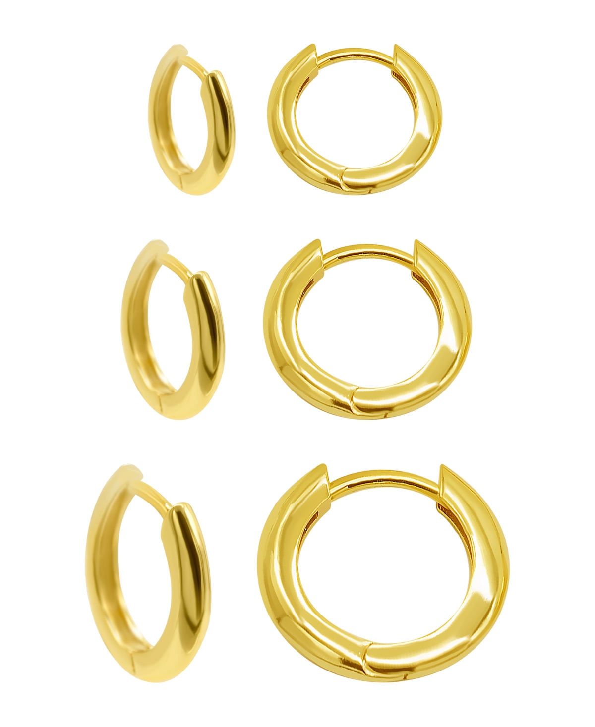 14K Gold-Plated 3-Huggie Hoop Earrings Set - Gold