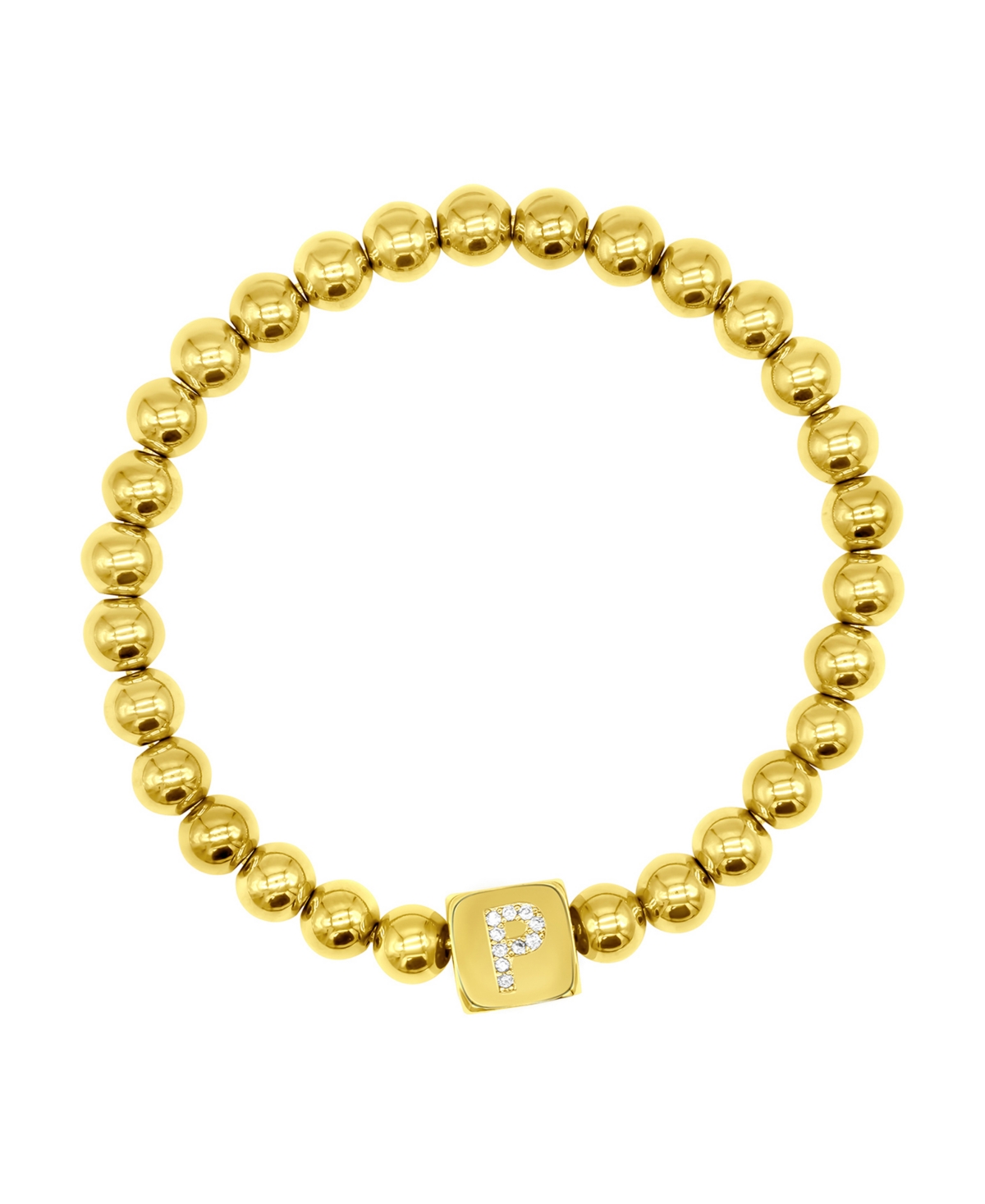 Adornia 14k Gold-plated Initial Cube Stretch Bracelet In Gold- P