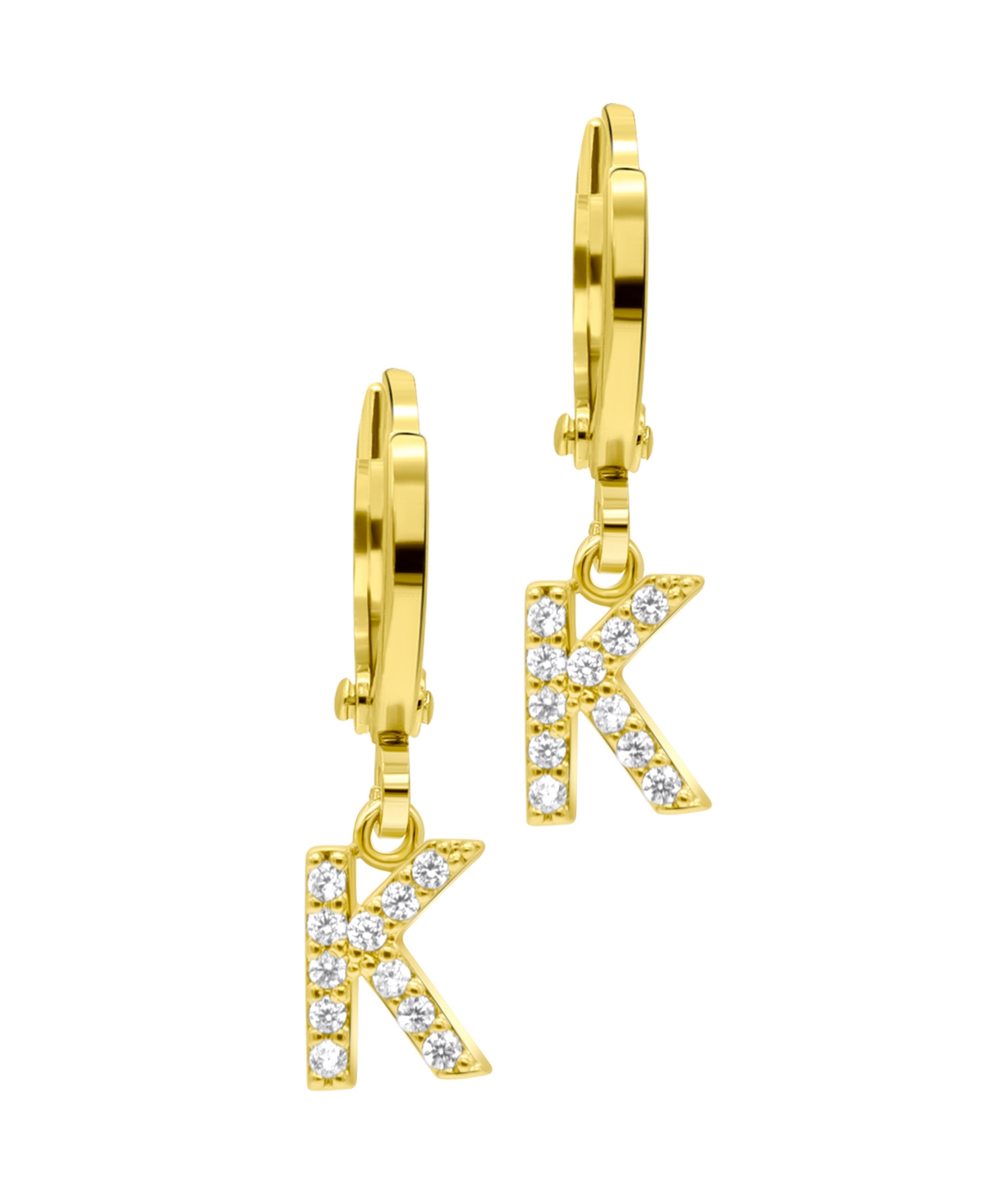 Adornia 14K Gold-Plated Initial Pave Huggie Hoop Earrings - Gold- K