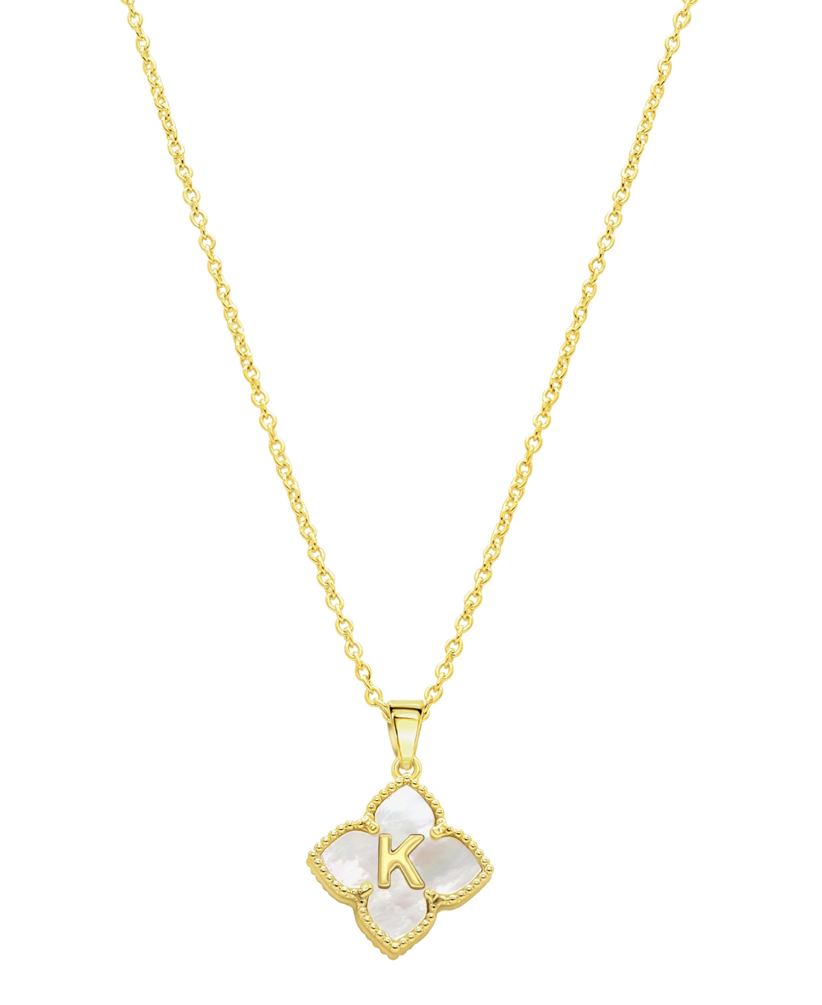 Adornia 14k Gold-plated White Mother-of-pearl Initial Floral Necklace In White- K