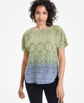 Anne Klein - Petite Ombr&eacute; Printed Dolman-Sleeve Top