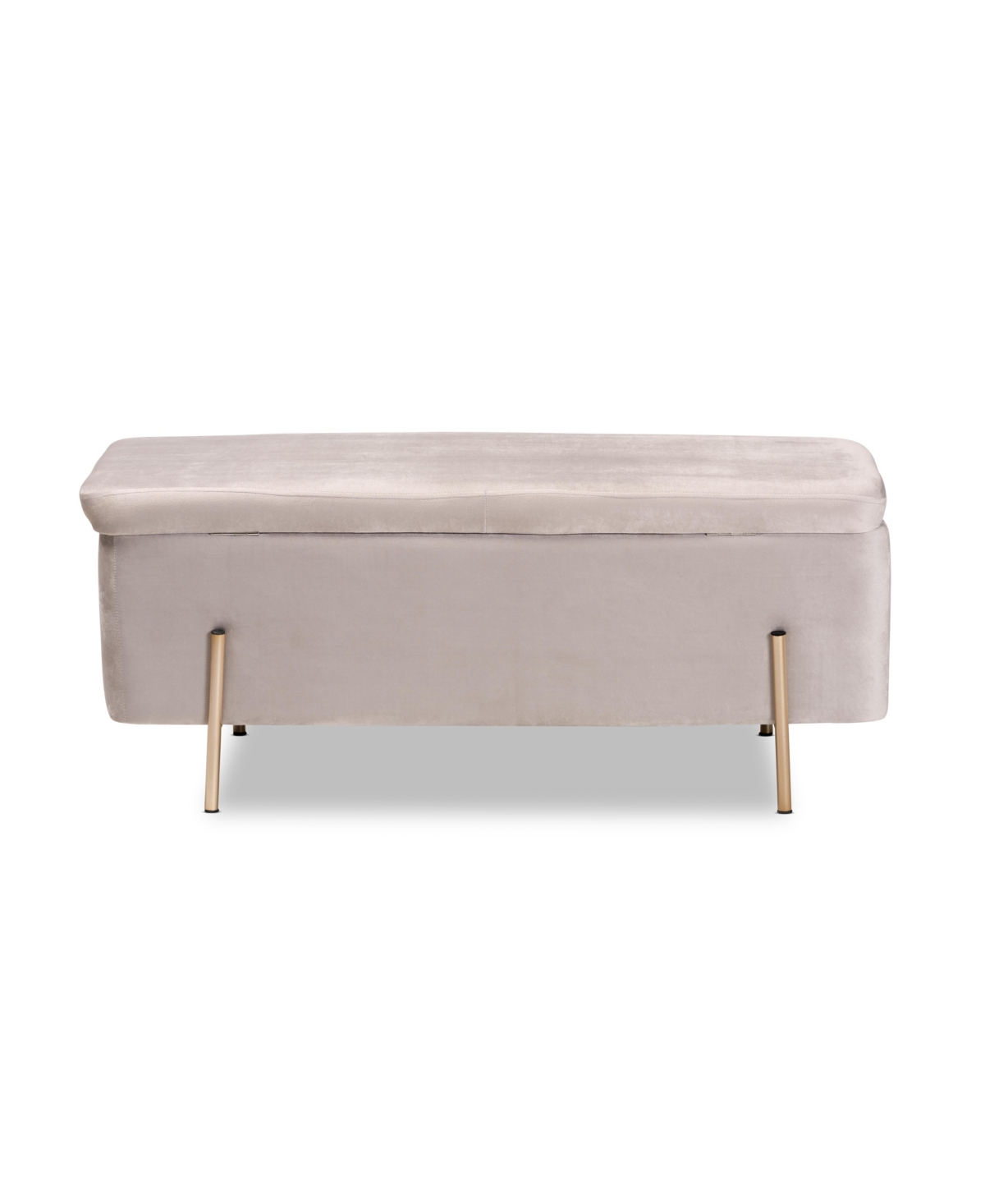 Shop Baxton Studio Rockwell Contemporary Glam And Luxe Velvet Fabric Upholstered And Finished Metal Storage Bench In Gray,gold