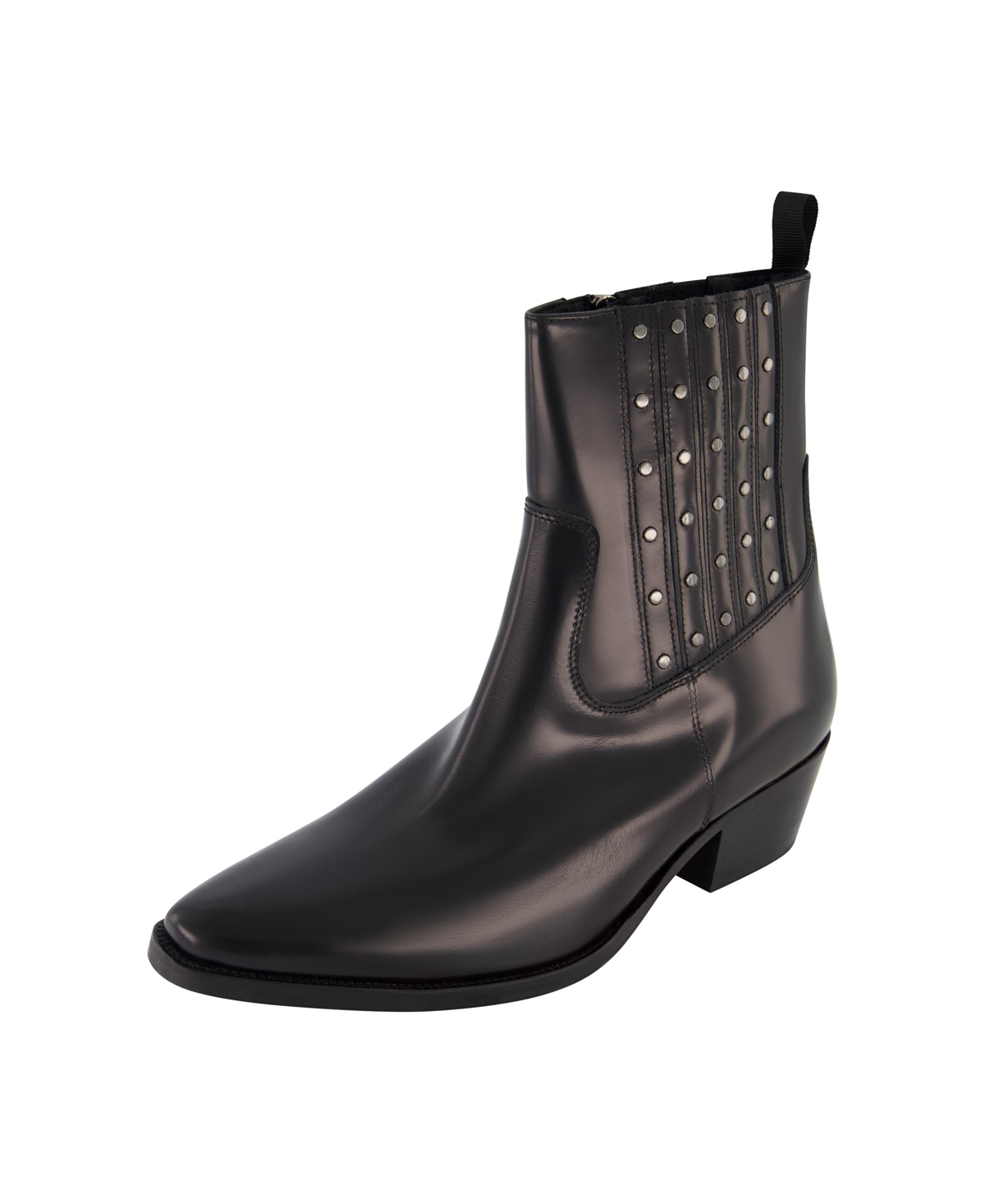 Shop Karl Lagerfeld Men's Leather Studded Cuban Heel Chelsea Boots In Black