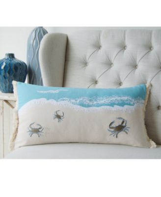 Crab with Waves Indoor Cotton Lumbar Accent Throw Pillow Decor