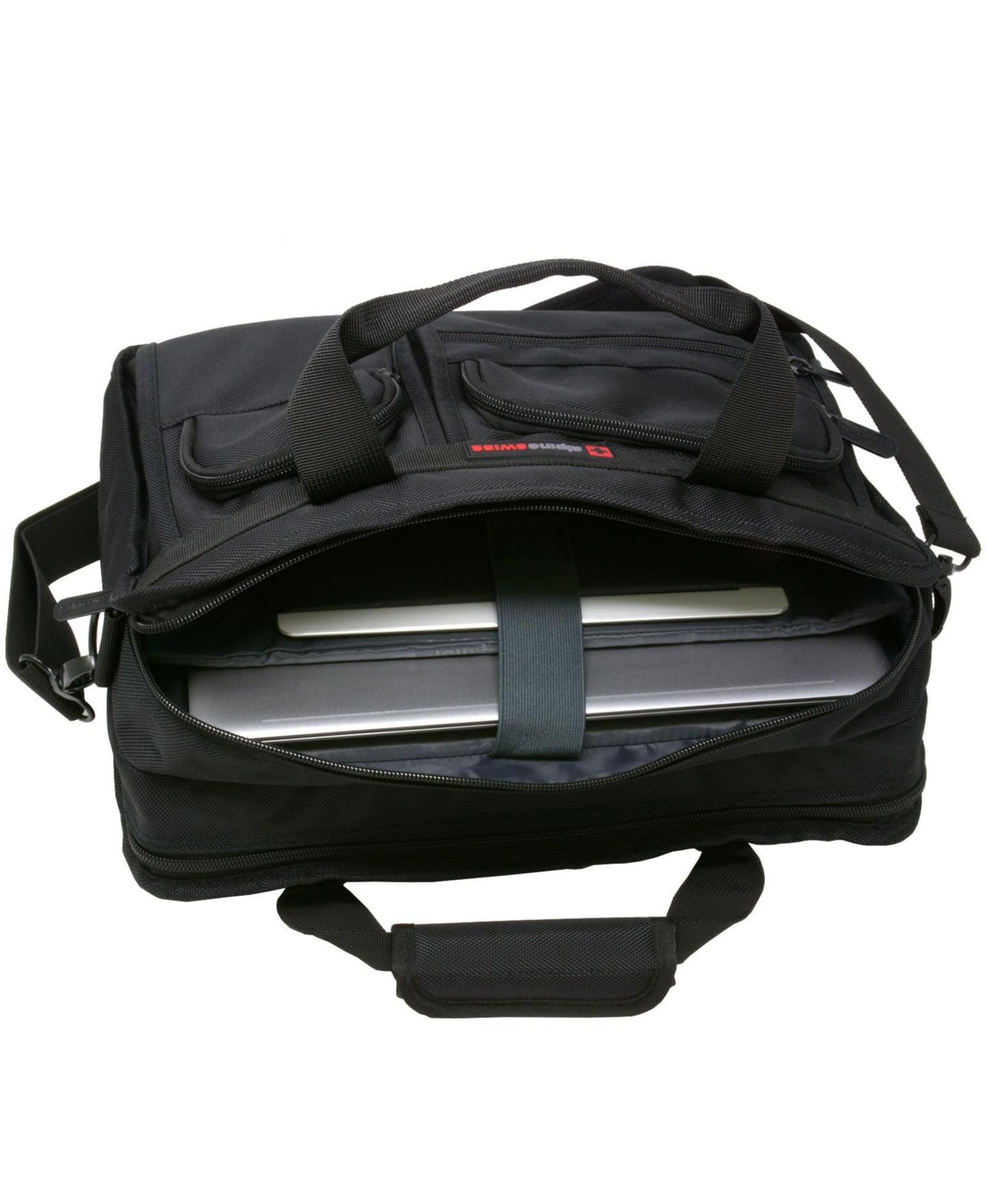 Мужская сумка Alpine Swiss Conrad Messenger 15.6 Inch Laptop Briefcase with Tablet Sleeve, цвет: Чёрный — фото 2