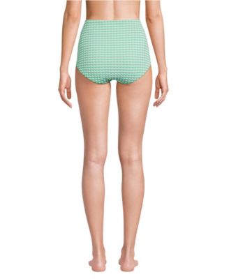 Women's Tummy Control Gingham Tugless High Waisted Bikini Bottoms