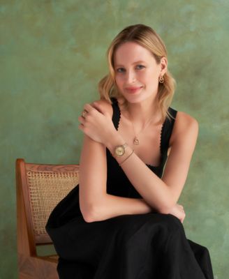 Women's Vintage-Like Bead Gold-Tone Stainless Steel Mesh Watch 30mm