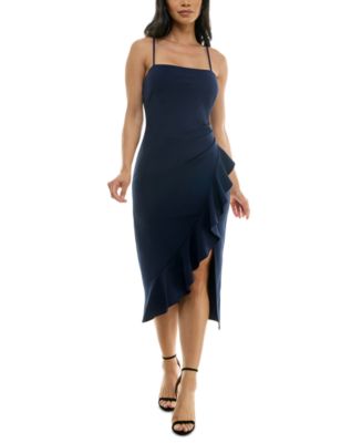 Emerald Sundae Juniors' Ruffled Side-Slit Midi Dress - Macy's