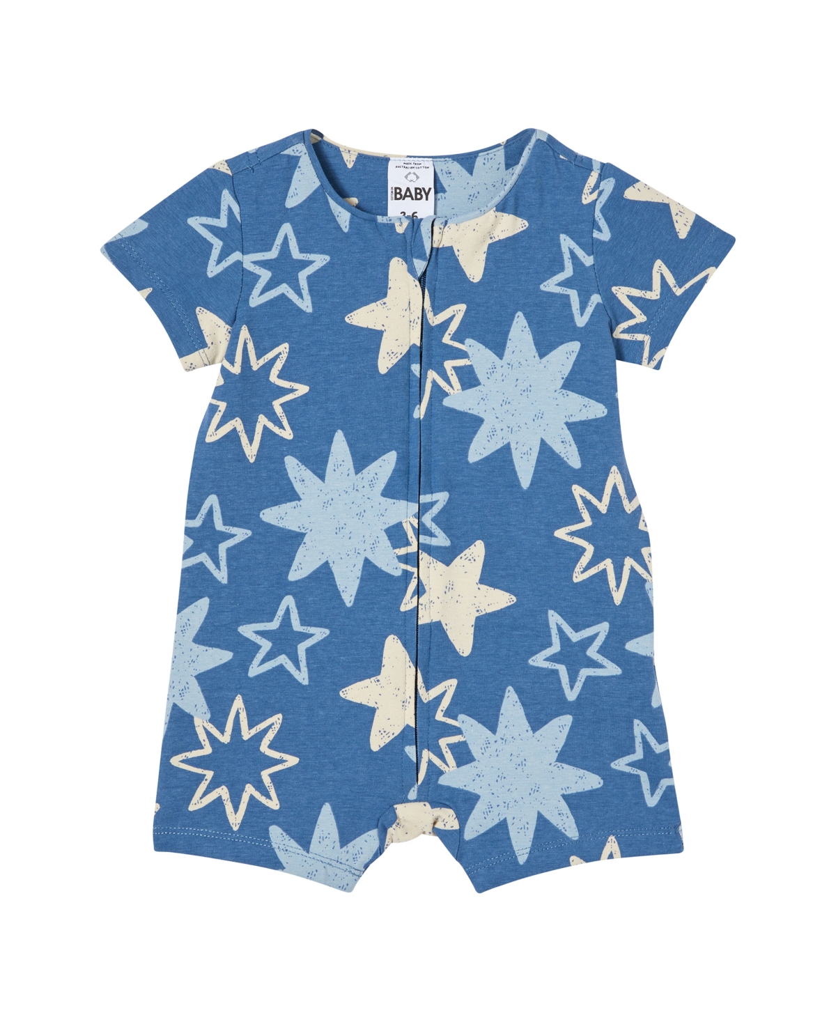 Cotton On Baby Boys And Baby Girls The Billie Short Sleeve Zip Romper In Blue