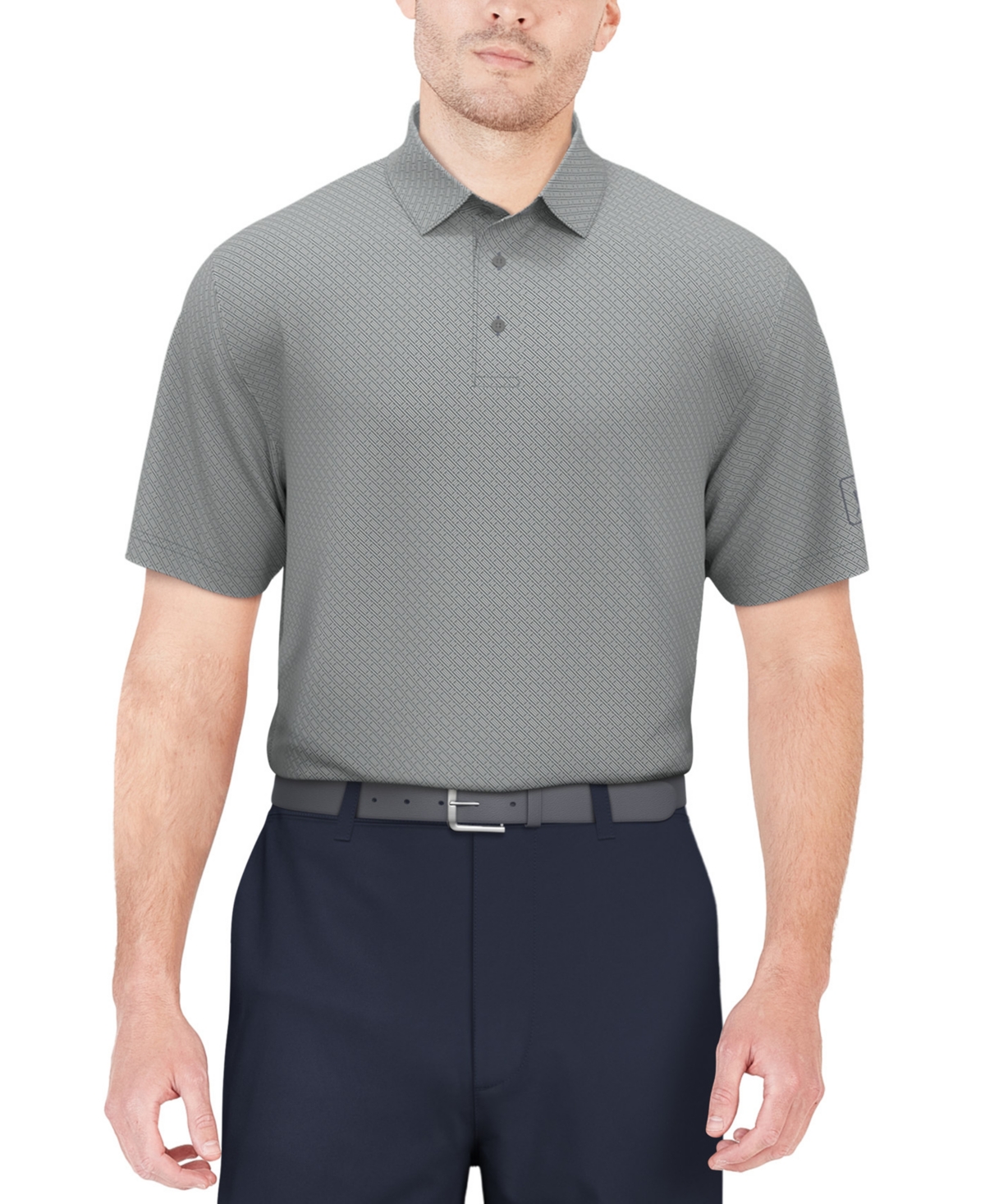 Men's Short-Sleeve Geo Jacquard Performance Polo Shirt - Shell Pink