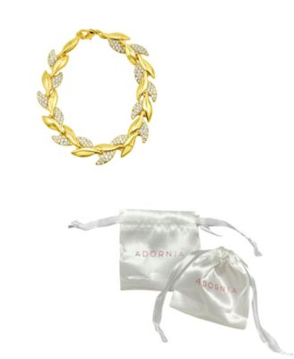 14K Gold-Plated Crystal Leaf Bracelet