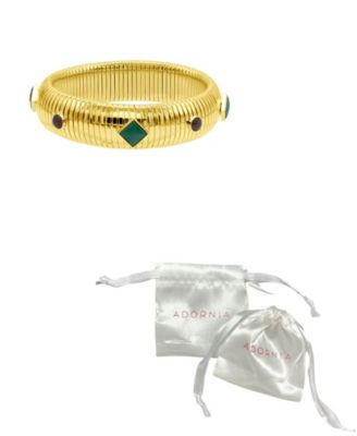 14K Gold-Plated Tall Omega Bracelet with Color Stone