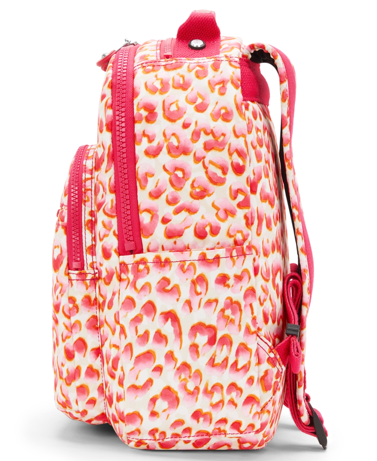 Shop Kipling Seoul Medium Nylon Tablet Zippered Backpack In Latin Cheetah