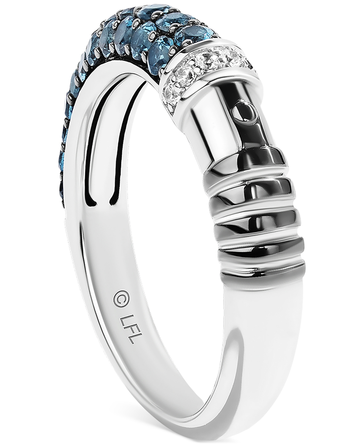 Shop Wonder Fine Jewelry London Blue Topaz (1 Ct. T.w.) & Diamond (1/20 Ct. T.w.) Obi-wan Kenobi Lightsaber Ring In Sterling  In Sterling Silver